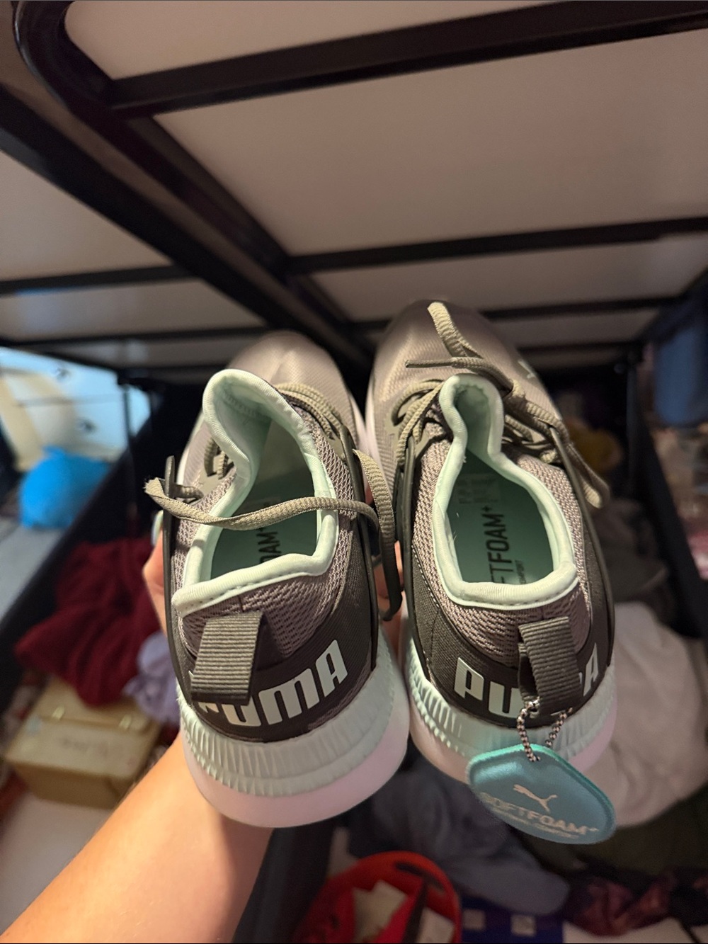 Puma Gray Sneakers with Mint Accents
